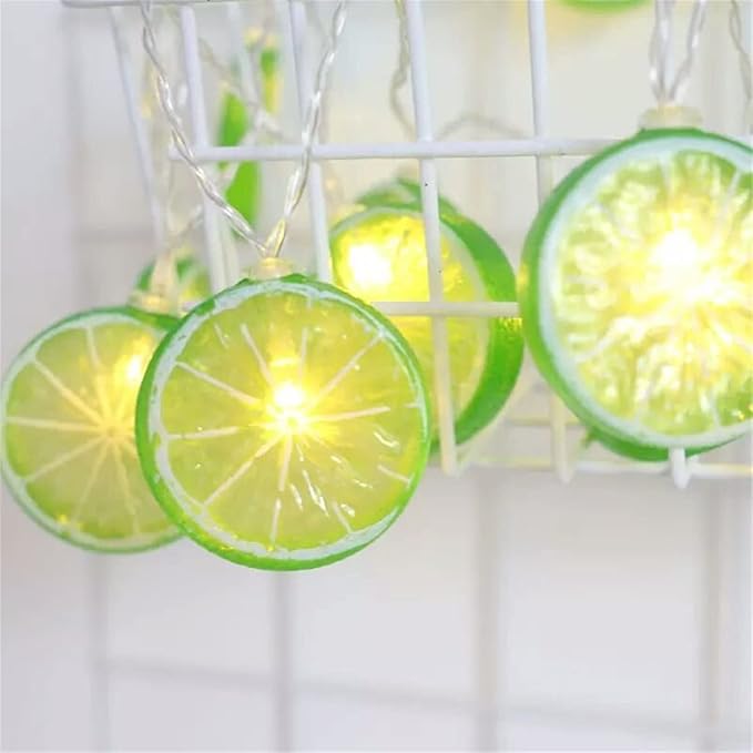 Fruit String Lights Battery Powered Indoor Outdoor Lighting Lamp Strawberry/Grape/Watermelon/Lemon/Banana for Wedding Home Birthday Garden Yard Patio Party Decorations (Green Lemon)