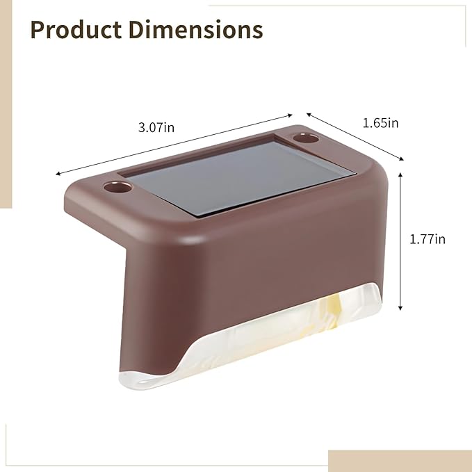 Set of 16 Solar Deck Lights, Brown Waterproof Led Fence & Step Lights, 3.1 X 1.8 X 1, Amorphous Silicon Panels | Lumora