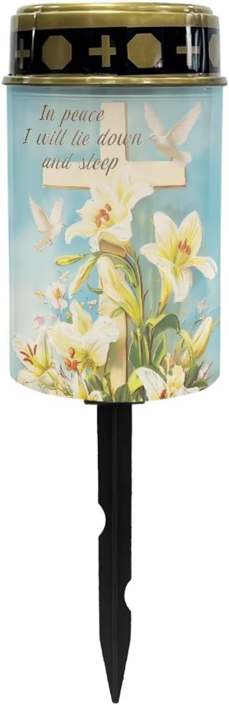 Cemetery Decorations for Grave Lily Solar Cross for Cemetery Grave Waterproof Dusk to Dawn - Outdoor Path Light | Lumora