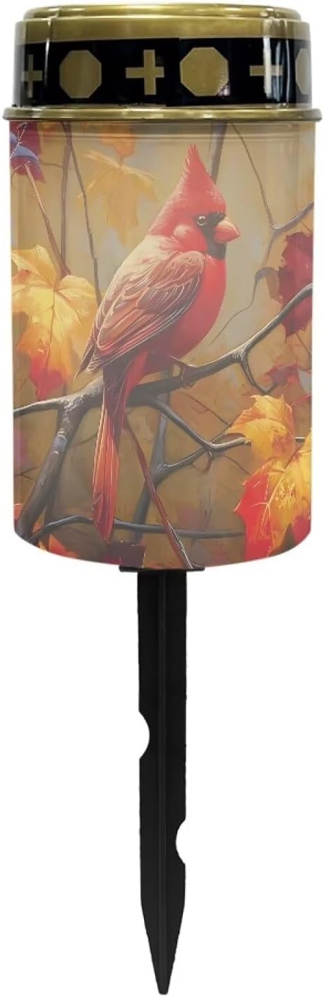 Cemetery Solar Lights for Grave Cardinal Bird Grave Decorations for Cemetery Auto On/Off LED Solar Light for Cemetery Decor Memorial Gifts 2 Pack