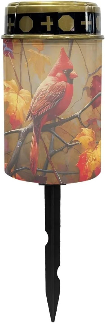 Cemetery Solar Lights for Grave Cardinal Bird Grave Decorations for Cemetery Auto On/Off LED Solar Light for Cemetery Decor Memorial Gifts