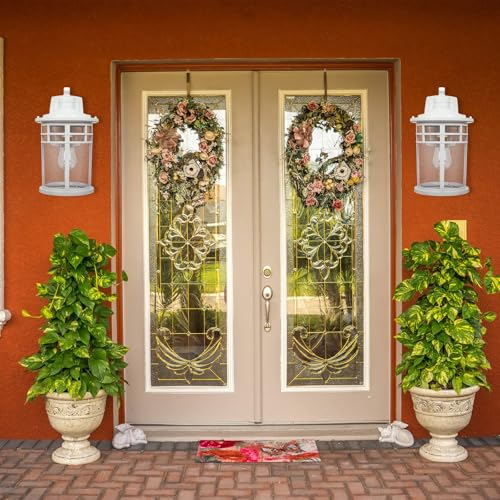 Darkaway 2 Pack Large Outdoor Porch Lights Wall Mount, 15inch Outdoor Light Fixtures Sconces Wall Lighting with Seeded Glass Exterior Lights for Patio Yard House Hallway Doorway Garage