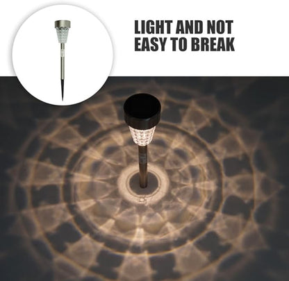 Toyvian Solar Garden Path Lights Waterproof Outdoor Stainless Steel LED Lawn Yard Landscape Lamps Solar Powered Ground Inserting Lights for Patio and Garden