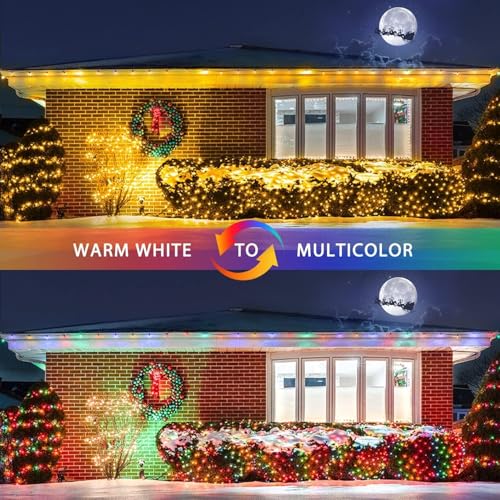 JMEXSUSS 360 LED Net Christmas Lights, Warm White to Multicolor