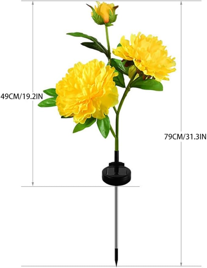 Solar Peony Flower Lights 2pcs Waterproof Garden Outdoor Lights Led Decorative Flowers Stake Light for Home Backyard Pathway Patio Yard Walkway Decoration (Rosy)