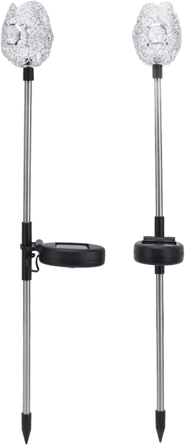 Solar Pathway Lights Outdoor Walkway, Solar Landscape Lights, Warm Light, Stainless Steel, 2 Pack - Efficient Solar Charging, Easy Installation, Garden Decoration