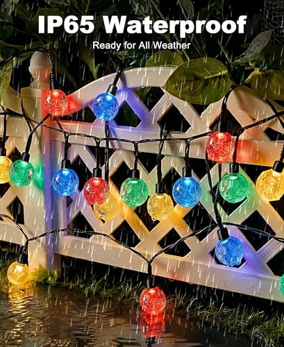 btfarm 2 Pack Solar String Lights Outdoor, Total 98FT 100 LED Crystal Globe