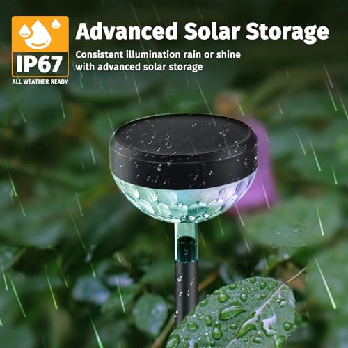 JNOEC 12Pack Solar Pathway Lights Outdoor, Color Changing+8 Fixed Color (Warm White, Cool White, Colored) Solar Lights Outdoor, Bright Solar Powered Garden Light