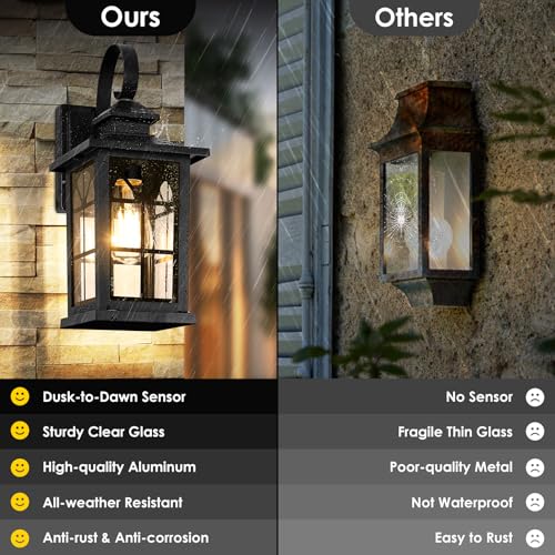 BesLowe 2-Pack Dusk to Dawn Outdoor Wall Light Fixtures, 100% Aluminum
