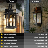BesLowe 2-Pack Dusk to Dawn Outdoor Wall Light Fixtures, 100% Aluminum