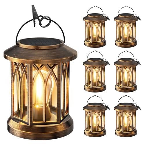 Solar Lantern Outdoor Lights with Metal Hooks, Upgraded Solar Lanterns