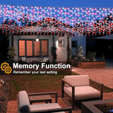 99ft Red and White Christmas Lights, 1216 LED Icicle Lights for Outside, Clear Wire Twinkle Light with 8 Modes Timer Waterproof for House Window Party Tree Holiday Patio Yard Home Decoration