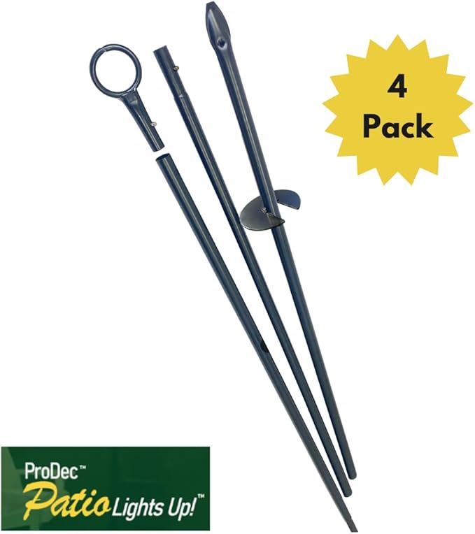 Simple Living Solutions 4-Pack 9' String Light Patio Pole for Outdoor Use, Perfect for Canopy Lighting, Weddings, Engagement Parties, and More!