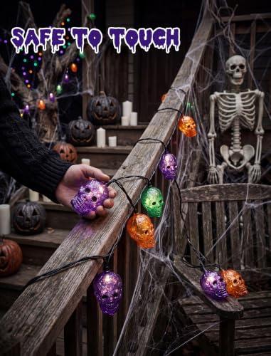 Abeja Halloween Skull String Lights Outdoor, 8.5FT 10 LED Ghost Head Lights