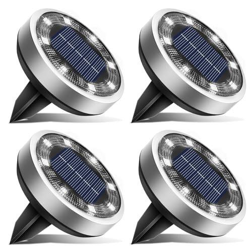 btfarm 4 Pack Solar Lights Outdoor Waterproof, 8 LED Solar Ground Lights