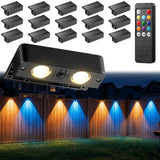 Fence Lights Solar Powered with Remote 16 Pack, 60 Lumen 9 Fixed Colors