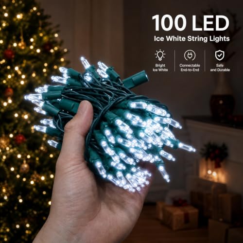 TW SHINE Christmas Mini String Lights, 20FT 100 LED Mini Christmas Tree Lights, Waterproof Christmas Decorations for Outdoor Indoor Xmas Patio Home Party Garden Yard Decor, White