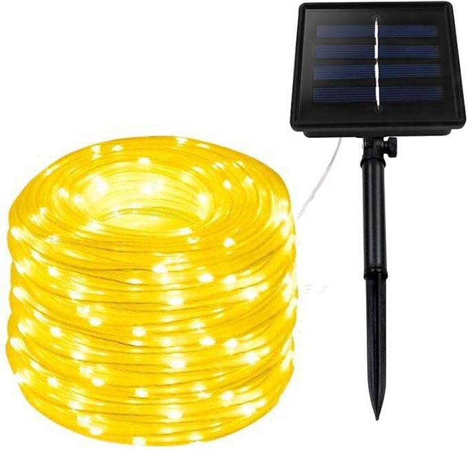 Solar String Lights, 23FT Solar Rope Lights, 8 Modes 50 LED Outdoor Lighting Rope, Waterproof Copper Wire Rope String Light for Outdoor Indoor Home Garden Patio Parties(Warm White)