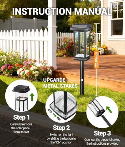 Solar Pathway Lights Outdoor, 8 Pack Upgraded Solar Garden Lights Solar Powered, Solar Lights Outdoor Waterproof IP65, 15 Hours Outdoor Solar Lights for Yard Patio Landscape Walkway Driveway Decor