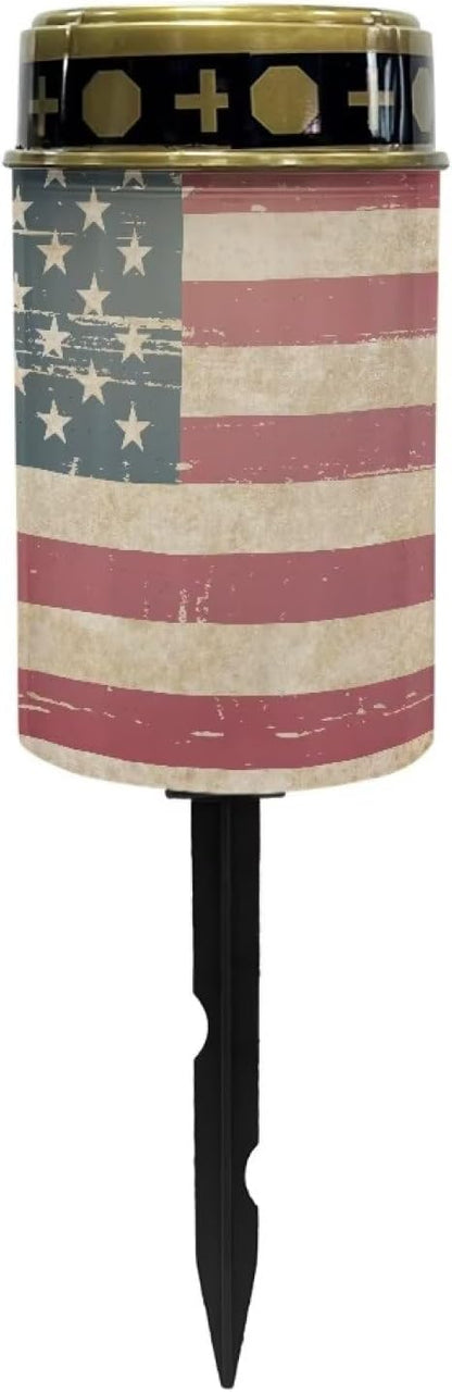 American Flag Solar Light Outdoor Patriotic Landscape Path Lights Decorative Solar Light for Yard Path Walkay 4th of July Solar Garden Light for Men Women