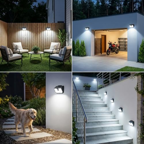 Brightever 16-Pack Solar Lights Outdoor Motion Sensor, Super Bright Durable Solar Wall Lights Waterproof, 3 Lighting Modes Security Lighting for Outside, Yard, Pathway, Garden, Deck