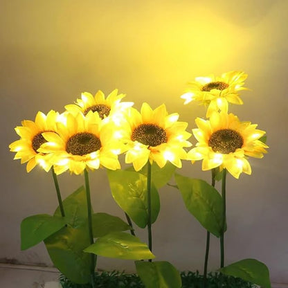 2 Pack Solar Garden Stake Lights, Outdoor Sunflower LED Solar Powered Lights for Patio Lawn Garden Yard Pathway Decoration (Sunflower Warm White)