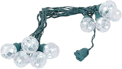 10 Foot LED G40 Sparkle Outdoor Patio String Lights with 10 Pure White Globe Bulbs – Market Bistro Café Hanging String Lights – C7/E12 Base - Green Wire