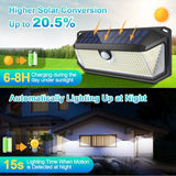 Solar Lights Outdoor Waterproof, 4-Pack Super Bright 388 LEDs Motion Sensor Security Lights with Lights Reflector and 3 Lighting Modes, Waterproof Solar Wall Lights for Patio, Deck, Fence, Garage