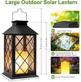 Yowin 2 Pack 14" Large Tempered Glass Solar Lanterns Outdoor Waterproof