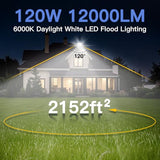 Ceena 2 Pack 120W Plug in LED Flood Light Outdoor, 12000lm Super Bright Floodlight with 5.9FT Wire, IP66 Waterproof 6000K LED Work Light for Backyard, Workshop, Basketball Court