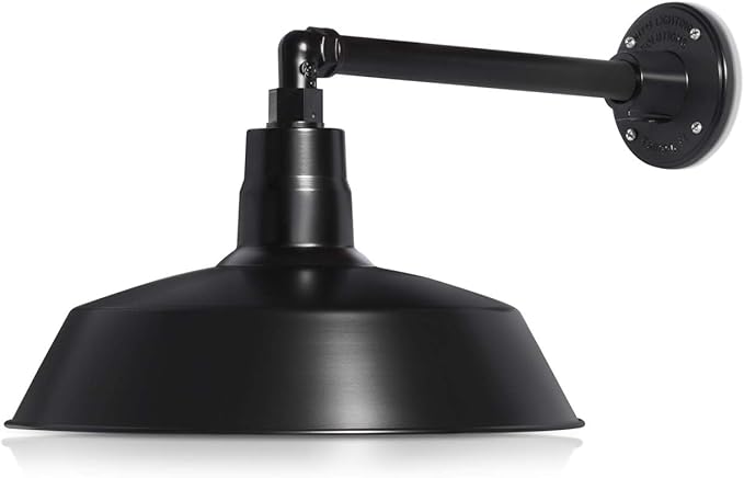 14in. Satin Black Outdoor Gooseneck Barn Light Fixture with 13in. Long Extension Arm - Wall Sconce Farmhouse | Lumora