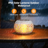 Solar Lanterns Outdoor Waterproof Table Lights: Upgraded Solar Flame Lantern, 2 Lighting Modes White Lantern Flickering Light for Garden Yard Balcony Indoor Tabletop Decor, Gifts for Women