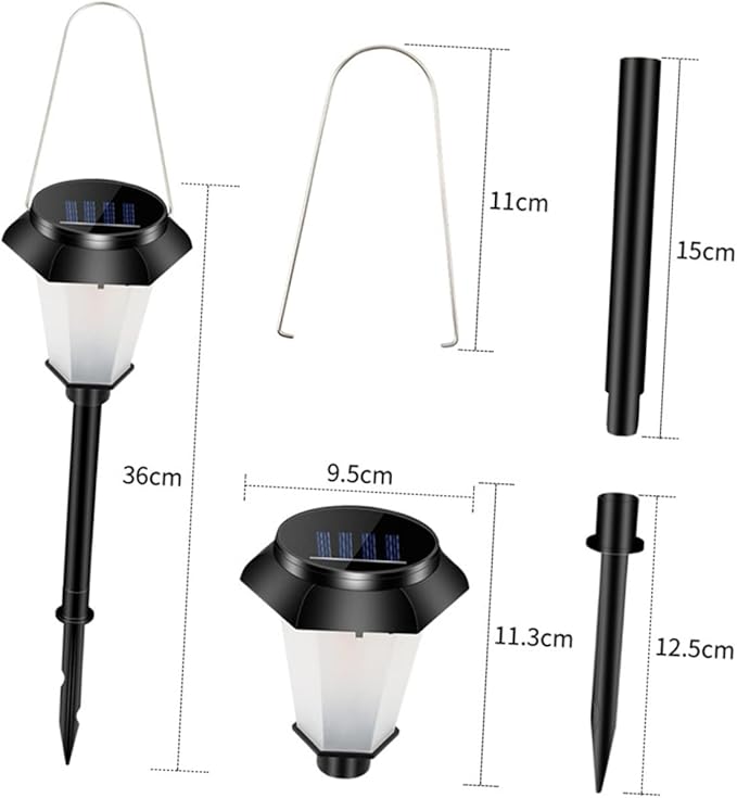 Operitacx Outdoor Solar Powered Simulated Flame LED Landscape Light Portable Standing Light for Garden Pathway and Patio Black