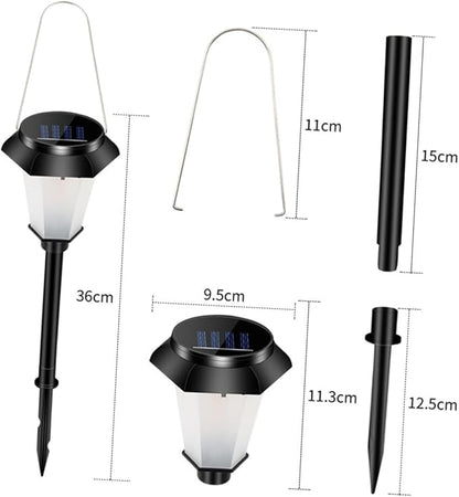 Operitacx Outdoor Solar Powered Simulated Flame LED Landscape Light Portable Standing Light for Garden Pathway and Patio Black