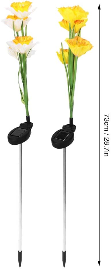 Garosa 2pcs Outdoor Solar Lights Solar Garden Lights with Daffodil Flowers Solar Flower Garden Stake Lights Yard Decoration for Garden Patio Courtyard Pathway