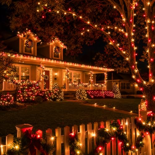 TW SHINE Christmas Mini String Lights, 20FT 100 Count Incandescent Mini Christmas Tree Lights, Waterproof Xmas String Lights for Outdoor Indoor Home Party Yard Decorations, Warm White and Pink