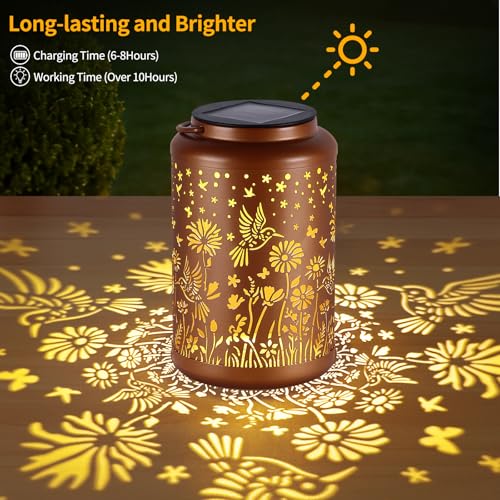 2 Pack Solar Lanterns Outdoor Waterproof Hummingbird, Solar Lights