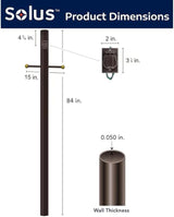Solus 7-Foot Direct Burial Lamp Post – Outdoor Aluminum Light Pole with Decorative Cross Arm & 120V Outlet – Fits | Lumora