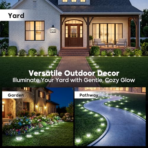 6 Pack Solar Lights Outdoor Waterproof, 8 LED Solar Ground Lights