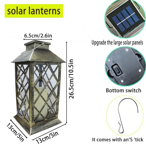 Solar Hanging Garden Lantern, Waterproof LED Flickering Flameless Candle Light (1pack)