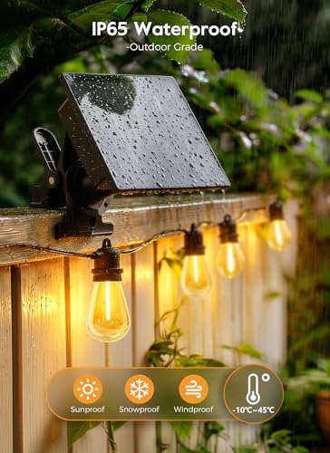 Minetom 34FT Solar String Lights Outdoor Waterproof, S14 Patio Lights