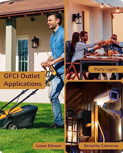 EDISHINE Motion Sensor Dusk to Dawn Outdoor Wall Lights with GFCI Outlet