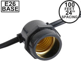 Novelty Lights 100 Feet Heavy Duty Light String with 50 in-Line E26 Sockets, Black - Outdoor Security Flood Light | Lumora