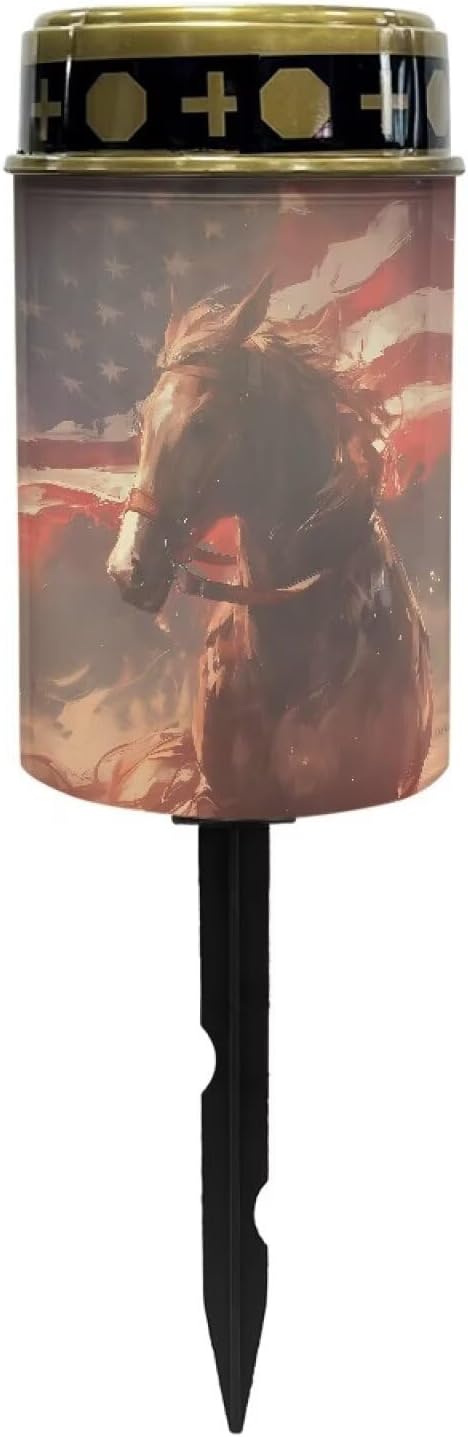 Solar Outdoor Lights Horse American Flag Eternal Light Solar Garden Stake Lights