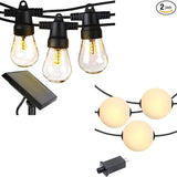 Brightech Bundle: 27 ft Solar String Lights, 1W Soft White + 30 ft Orb Plug in String Lights Warm White | Lumora