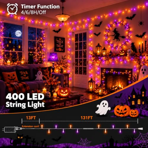 400LED 144FT Smart Color Changing Halloween String Lights RGB App & Remote