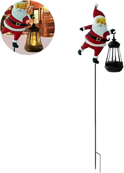 Christmas Solar Kettle Lights, Light Solar Santa Claus Watering Can LED Light, Waterproof Solar Powered Lawn Decorative Lights for Outdoor Christmas Pathway Decoration (Warm White B, Lantern)