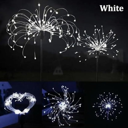 PINHEN Solar Firework Lights, 2 Pack Solar Garden Lights 200 LEDs 8 Lighting Modes Solar Lights Outdoor Waterproof for Garden Path Yard Patio Walkway Pathway Party Wedding Decorative (White)
