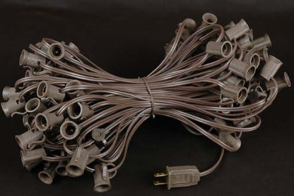 G50 Patio String Lights with 125 Frosted Globe Bulbs – Outdoor String Lights – Market Bistro Café Hanging String Lights – Patio Garden Umbrella Globe Lights - Brown Wire - 100 Feet