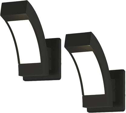 2 Pack Outdoor Wall Sconce Black LED Porch Light Wall Mount Lamp for Garage House,600LM Exterior Light Fixture IP54 Waterproof